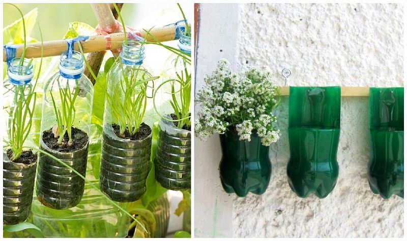 Поделки из пластиковых бутылок для дачи и сада с фото